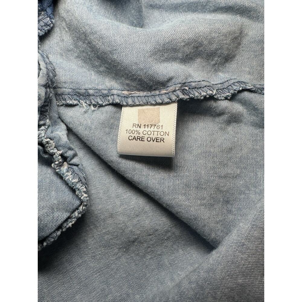 MPH Collection Blue Denim Shirt Dress S Collared Button Front Pockets Knee - Picture 6 of 9
